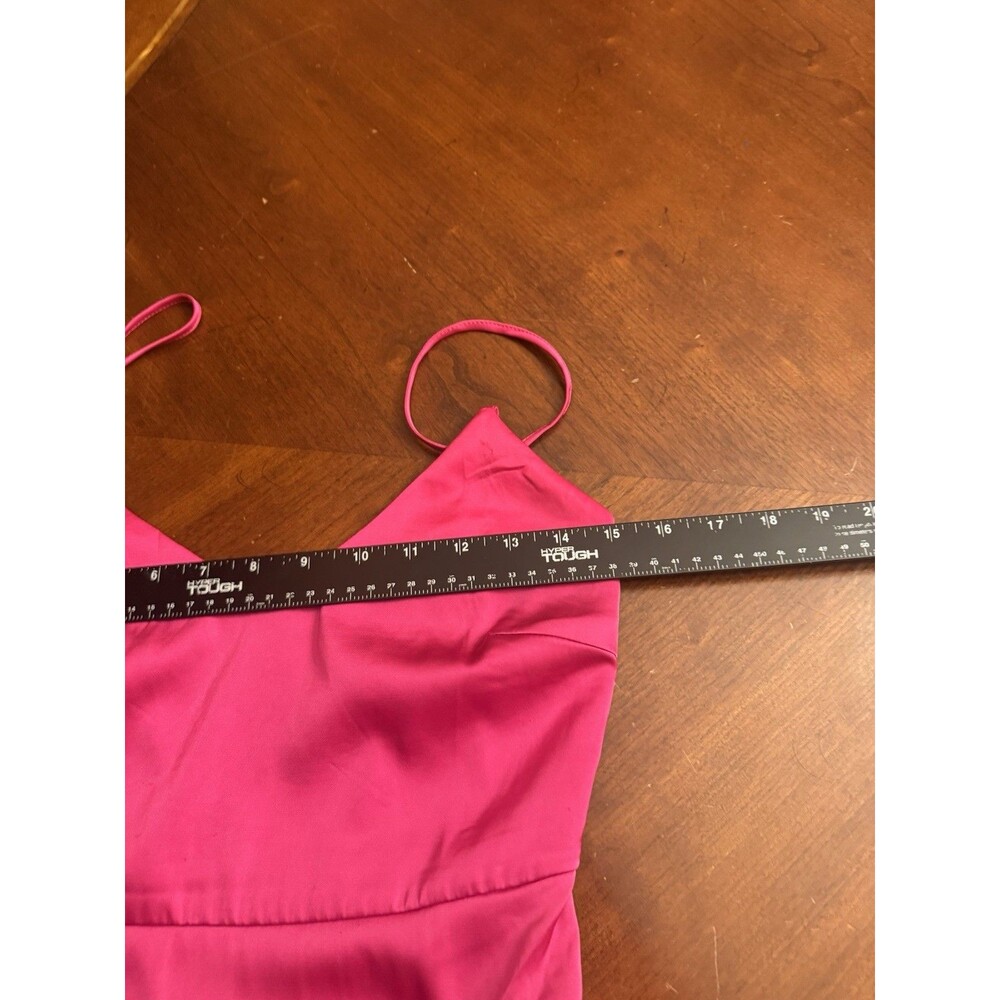 Charming Crush Hot Pink Satin Tiered Ruffled Midi Dress size xs - Picture 11 of 11